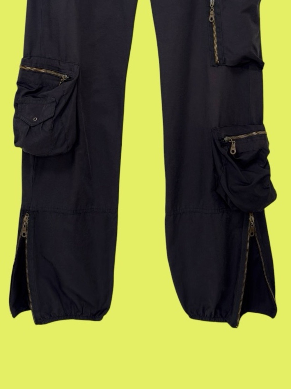 90s Sharagano Black Baggy Cargo Pants S Y2K CyberPunk Techwear Goth Tactical - Picture 4 of 13